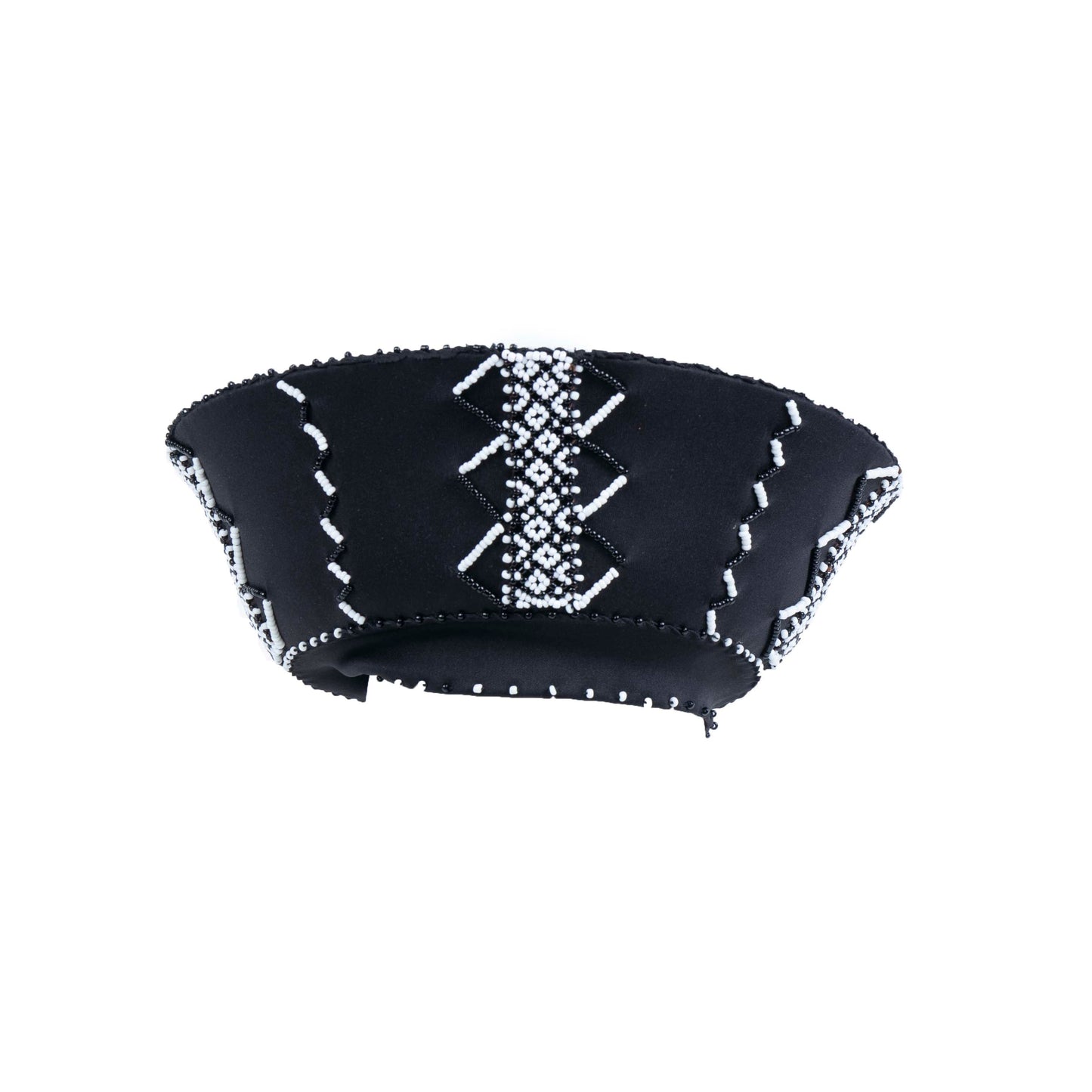 Zulu Beaded Bucket Hat - Isicholo Black & White | Handmade in South Africa-2