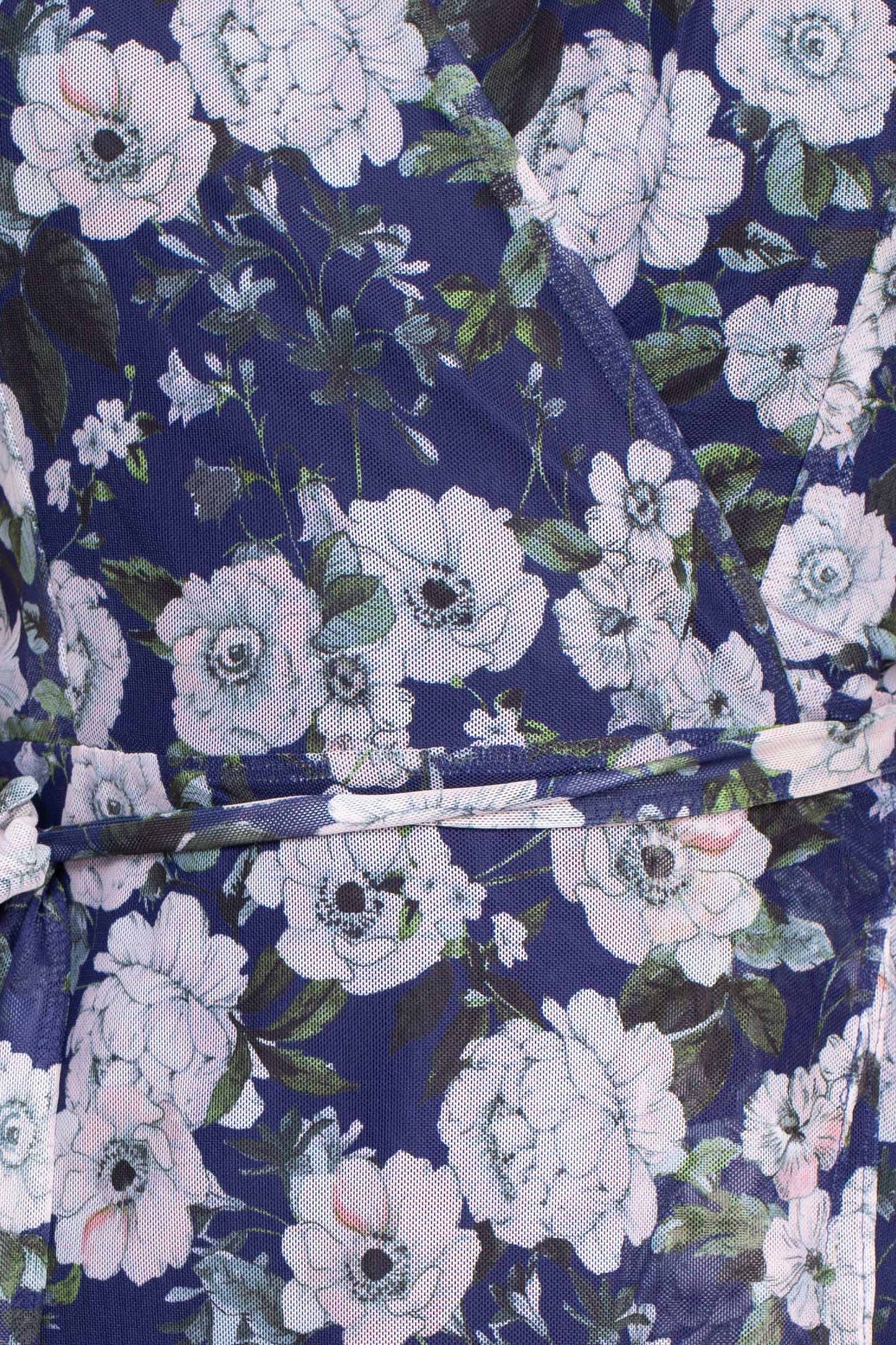 Laundry V-Neck Long Sleeve Tie Waist Floral Print Tiered Power Mesh Dress-3