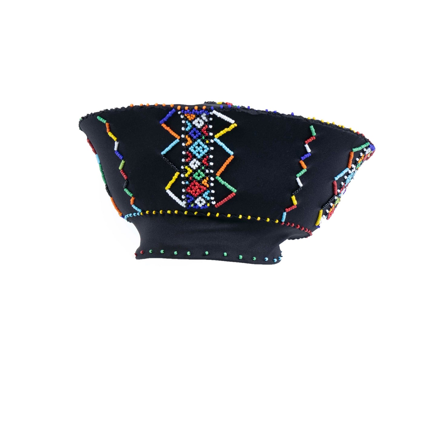 Zulu Beaded Bucket Hat - Isicholo Black & White | Handmade in South Africa-4