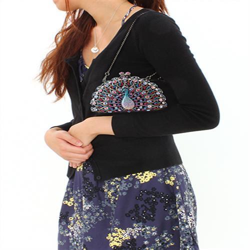 LO2370 - Ruthenium White Metal Clutch with Top Grade Crystal in Multi Color-3