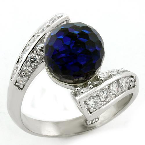LOAS1145 - Rhodium 925 Sterling Silver Ring with Top Grade Crystal in Clear