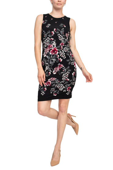 Catherine Malandrino Crew Neck Sleeveless Floral Print Key Hole Back Jersey Dress-1