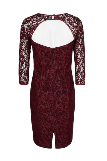 Aidan Mattox Queen Anne Neck 3/4 Sleeve Piping Detail Bodycon Zipper Back Cutout Back-1