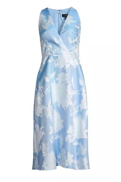 Aidan Mattox Sleeveless Floral Bodice Jacquard Midi Dress-3