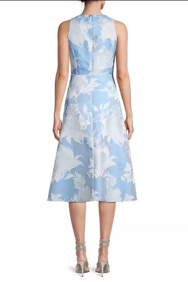 Aidan Mattox Sleeveless Floral Bodice Jacquard Midi Dress-1