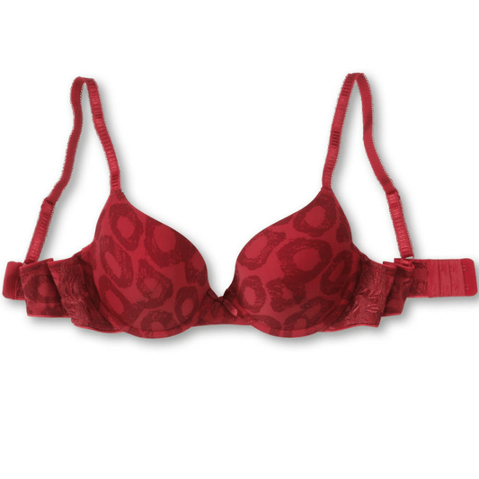 Sassa Red Animal Print Molded Plunge Bra-0