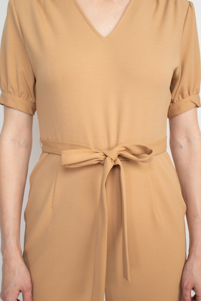 Nanette Lepore V-Neck Short Sleeve Tie Waist Solid Zipper Back Jumpsuit-3