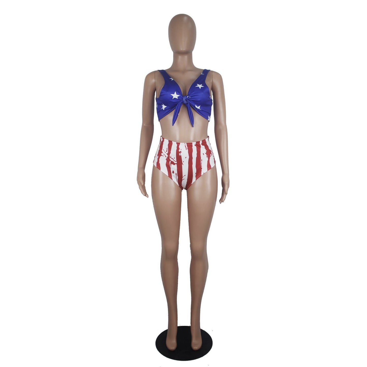 Popular Women's Swimming Sets Independence Day National Day USA Flag Printed Two-Piece Swimsuit Blue Stars Bra tankini swimsuits-1