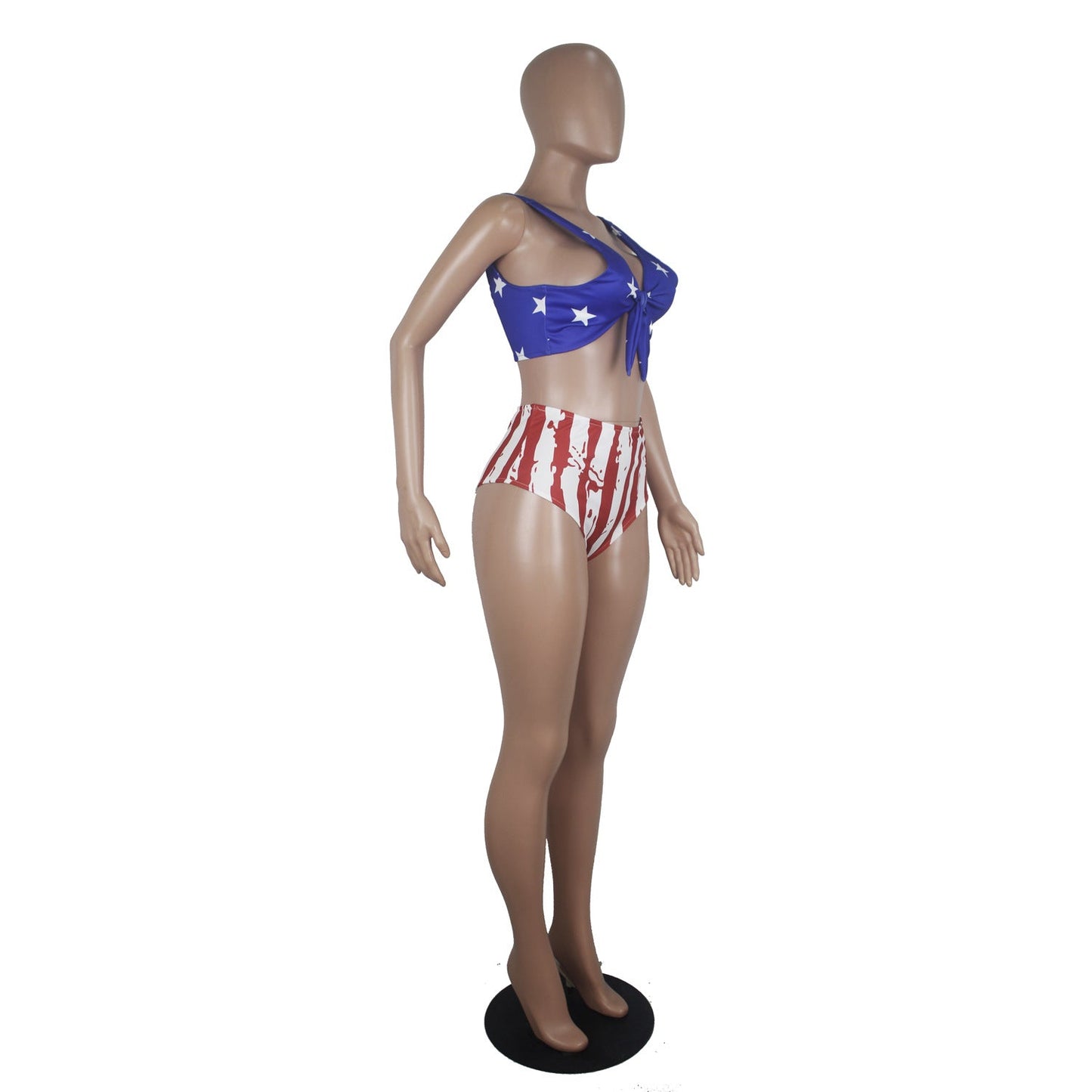 Popular Women's Swimming Sets Independence Day National Day USA Flag Printed Two-Piece Swimsuit Blue Stars Bra tankini swimsuits-2