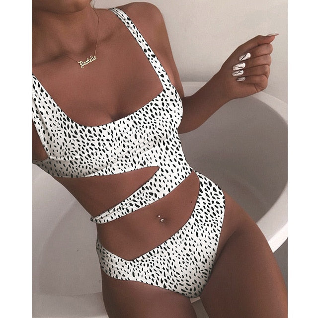 New Sexy White One Piece Swimsuit Women Cut Out Swimwear Push Up Monokini Bathing Suits Beach Wear Swimming Suit For Women-14