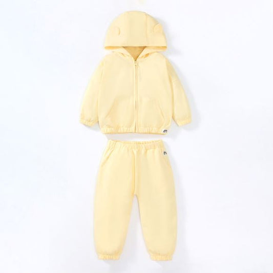 Baby Unisex Solid Color Cartoon Shape Casual Cardigan Sets-0
