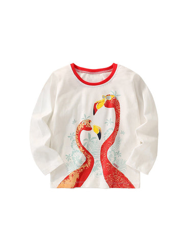Baby Girl In Autumn Cartoon Pattern Crewneck Casual Shirts-1