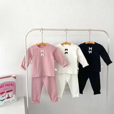 Arrival Autumn Baby Girls Long Sleeves Simple Knitted Top and Solid Color Long Trousers – Clothing Set-1