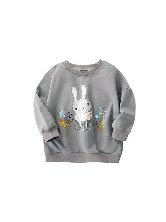 Baby Girl In Autumn And Winter Cartoon Print Pattern Comfy Cotton Pullover-0