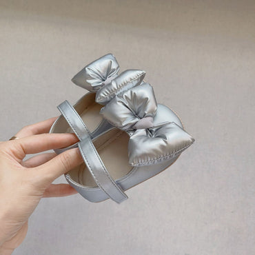 Autumn Baby Girl Butterfly Bow Attached Toddler Soft-Sole Anti-slip Walking Shoes-1