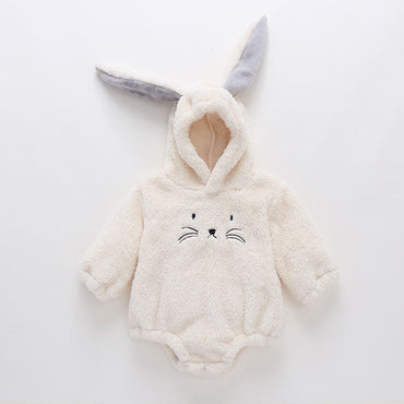 Baby Embroidered Pattern Rabbit Ear Design Thickened Onesies Bodysuit-1