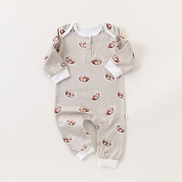 Autumn and Spring Arrival Baby Unisex Simple Animals Cartoon Pattern Long Sleeves Rompers-1
