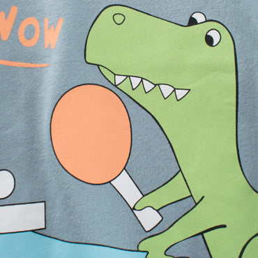 Baby Boy Cartoon Dinosaur Pattern Colorblock Design Shirt-1