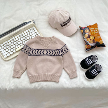 Arrival Autumn Baby Kids Boys Long Sleeves Casual Knitted Top Pullover and Denim Jeans – Clothing Set-1