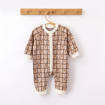 Autumn Arrival Baby Kids Unisex Comfortable Animals and Geometric Pattern Knitted Long Sleeves Rompers-1