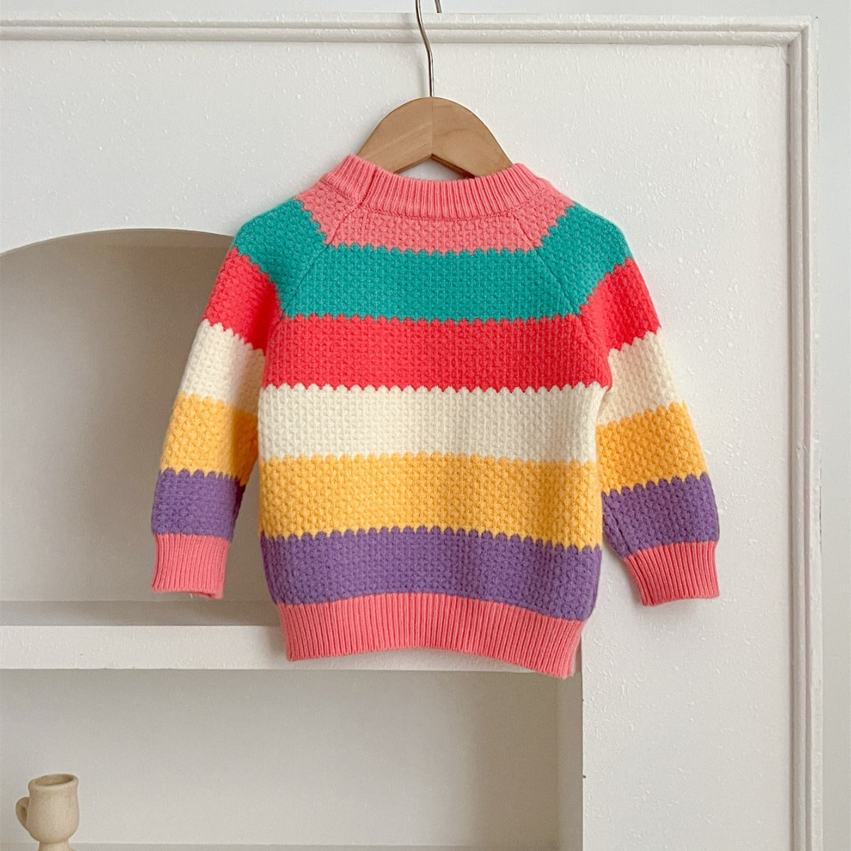 Baby Girl Rainbow Strips Knitting Pullover Sweater