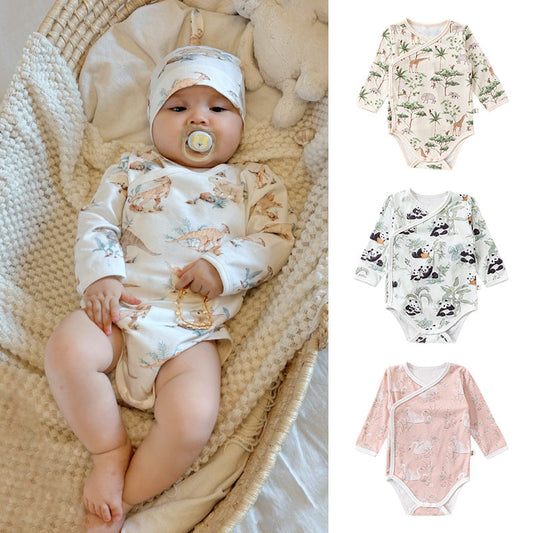 Autumn Hot Selling Baby Unisex Cartoon Animals Pattern Onesies with Hat-0