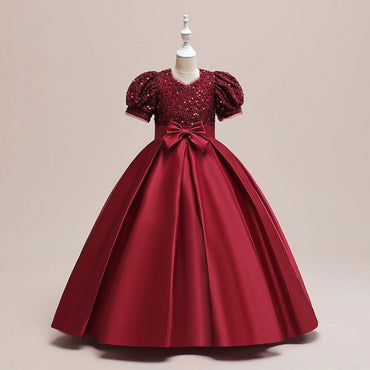 Design Summer Baby Kids Girls Short Sleeves Glistening Sequin Festival Dress-1