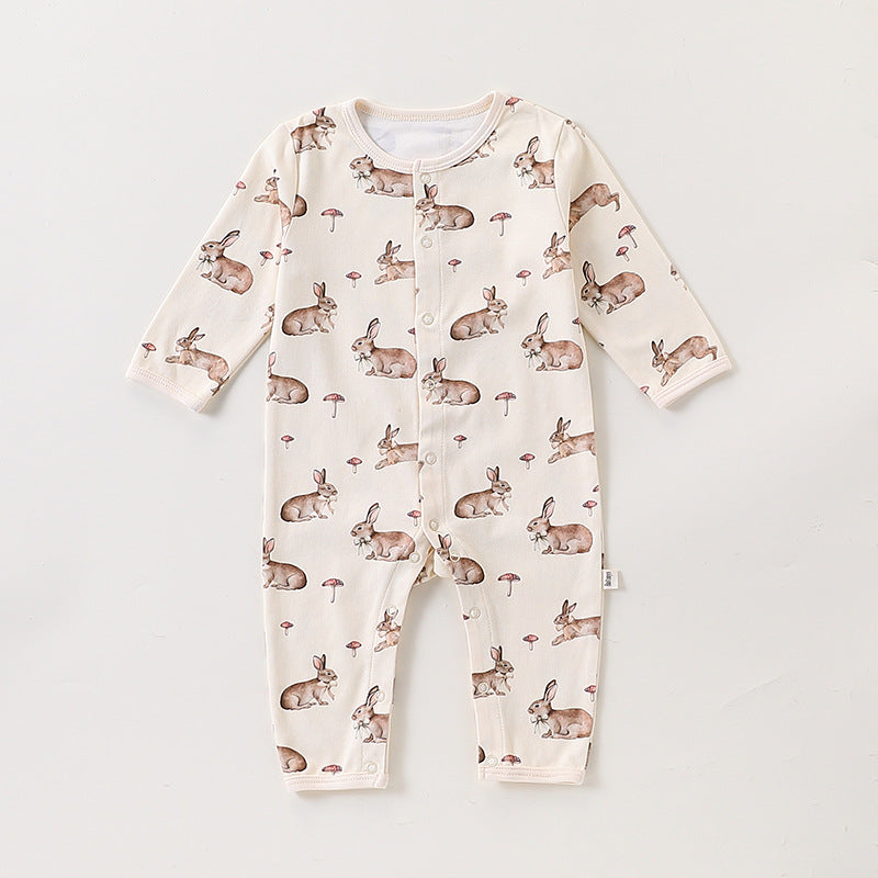 Autumn and Spring Arrival Baby Unisex Simple Animals Cartoon Pattern Long Sleeves Rompers-2