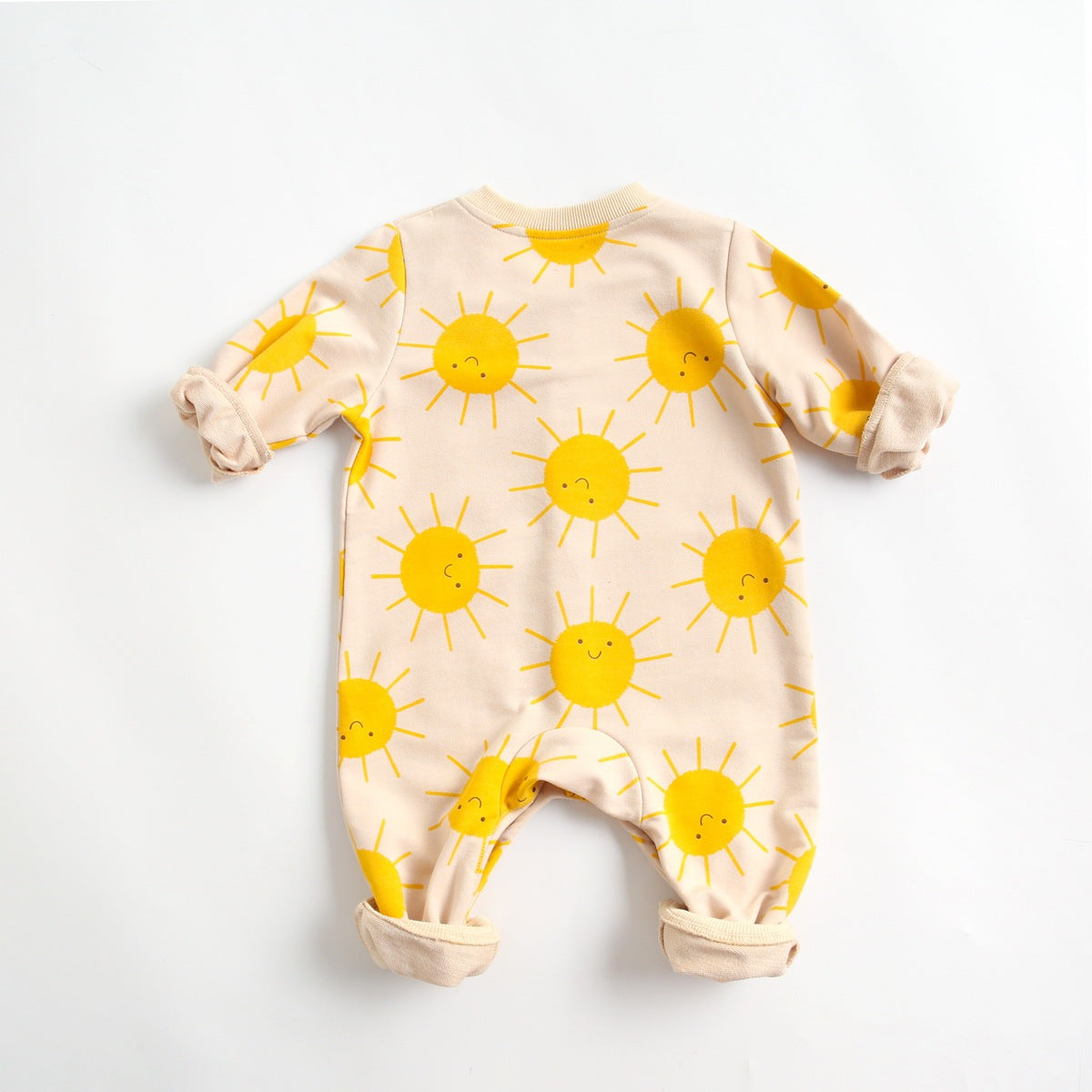 Baby Cartoon Sun Pattern Snap Button Long Sleeved Romper In Spring & Autumn