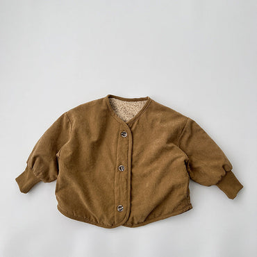 Baby Boy And Girl Vintage Style Lambswool Padded Thickened Jacket-1