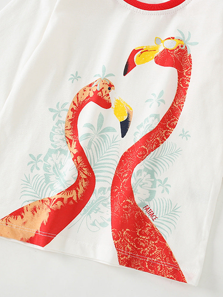 Baby Girl In Autumn Cartoon Pattern Crewneck Casual Shirts-4