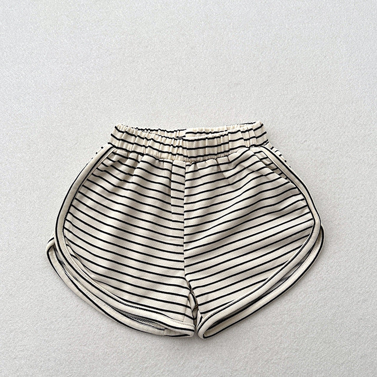 Summer New Arrival Kids Unisex Casual Thin Striped Basic Shorts