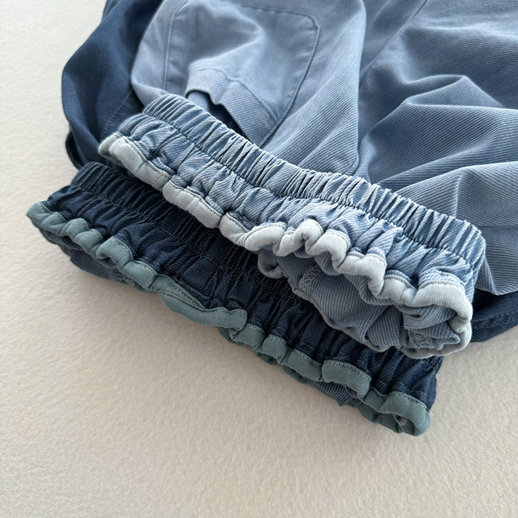 Summer Arrival Modern Casual Unisex Blue Denim Elastic Waistband Lantern Pants-4