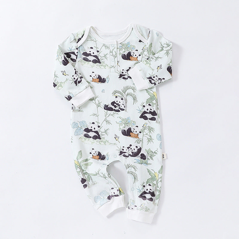 Autumn and Spring Arrival Baby Unisex Animals Pattern Long Sleeves Crew Neck Rompers-3