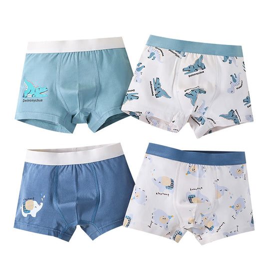 Boys’ Cartoon Printed Boxer Shorts Breathable Underwear Set-0