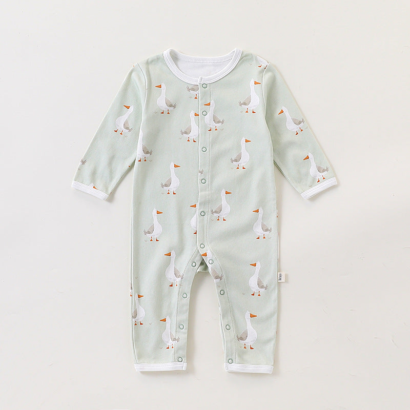 Autumn and Spring Arrival Baby Unisex Simple Animals Cartoon Pattern Long Sleeves Rompers-3