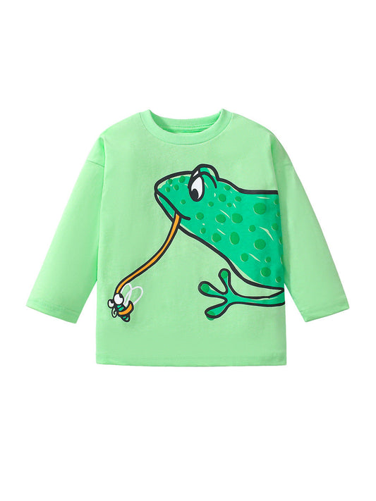 Arrival Autumn Kids’ Long Sleeves Frog Print T-Shirt In European And American Style For Summer-0
