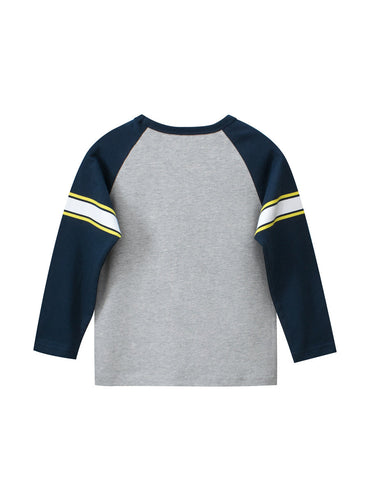 Autumn Baby Boys Letters Print Striped Long Sleeves Crew Neck Base Top Shirt-1