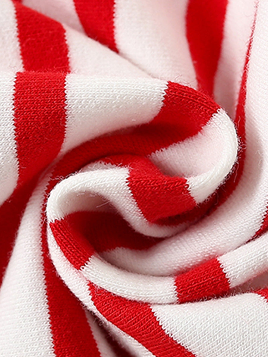 Summer Baby Kids Girls Crab Cartoon Pattern Short Sleeves T-Shirt And Striped Shorts Casual Clothing Set-4