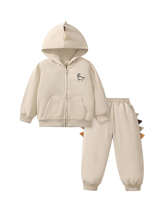 High Quality Spring And Autumn Boys Dinosaur Design Long Sleeves Top Zip-Up Hoodie And Pants Clothing Set-0