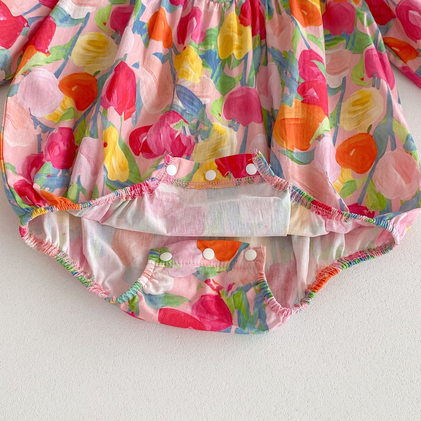 Autumn New Arrival Baby Girls Long Sleeves Vivid Floral Print Colorful Onesies and Dress-4