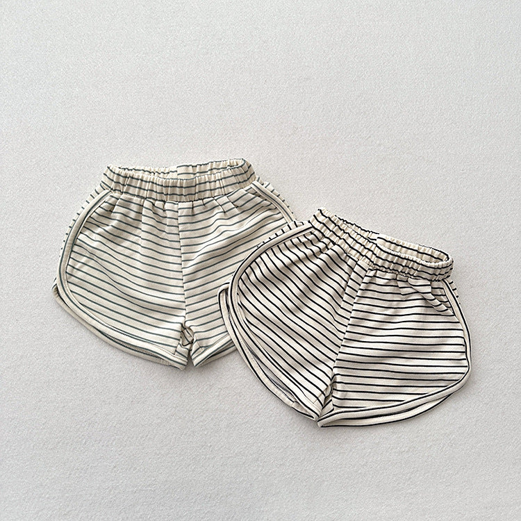Summer Arrival Kids Unisex Casual Thin Striped Basic Shorts-0
