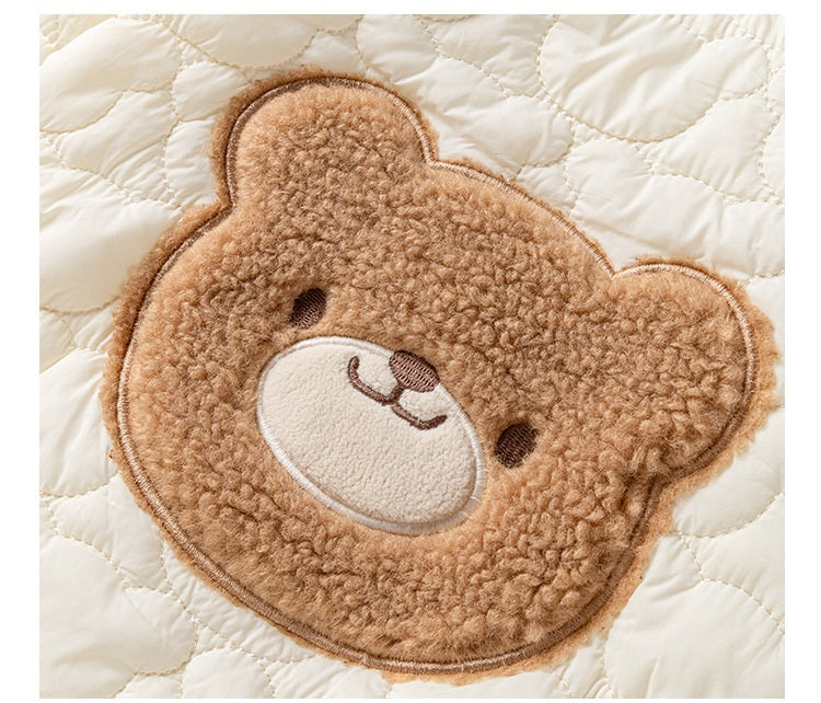 Baby Teddy Bear Cartoon Knitted Onesie With Hat&Fluffy Ball Pants Clothing Set-4