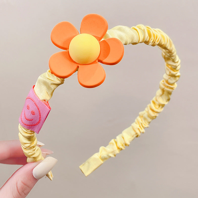 Girls Plastic Flower Decoration Fabric Headband-7
