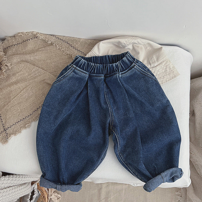 Baby Demin Blue Loose Quality Fashion Spring Autumn Pants-0