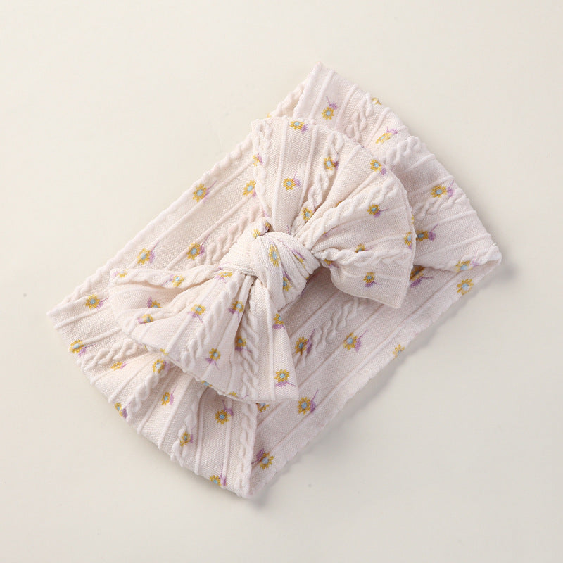 Baby Floral Print Soft Big Bow Headband-7