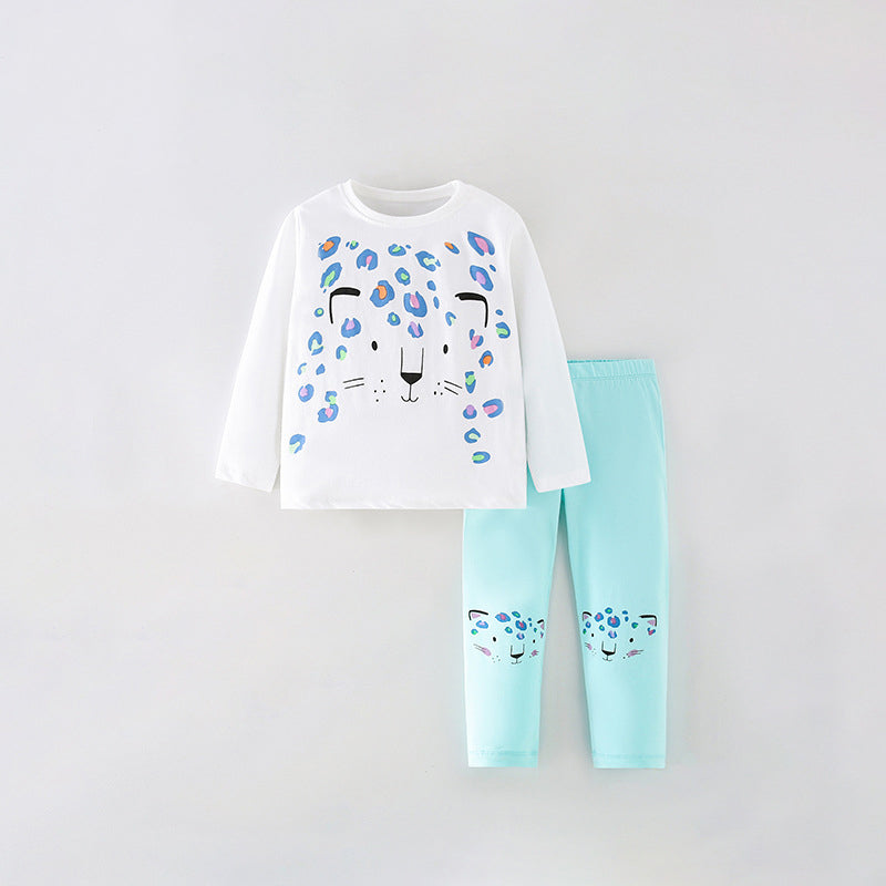 Girls Fashion Cartoon Printing Design Top And Pattern Pants Sets