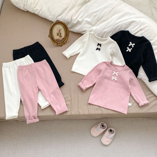 Arrival Autumn Baby Girls Long Sleeves Simple Knitted Top and Solid Color Long Trousers – Clothing Set-0