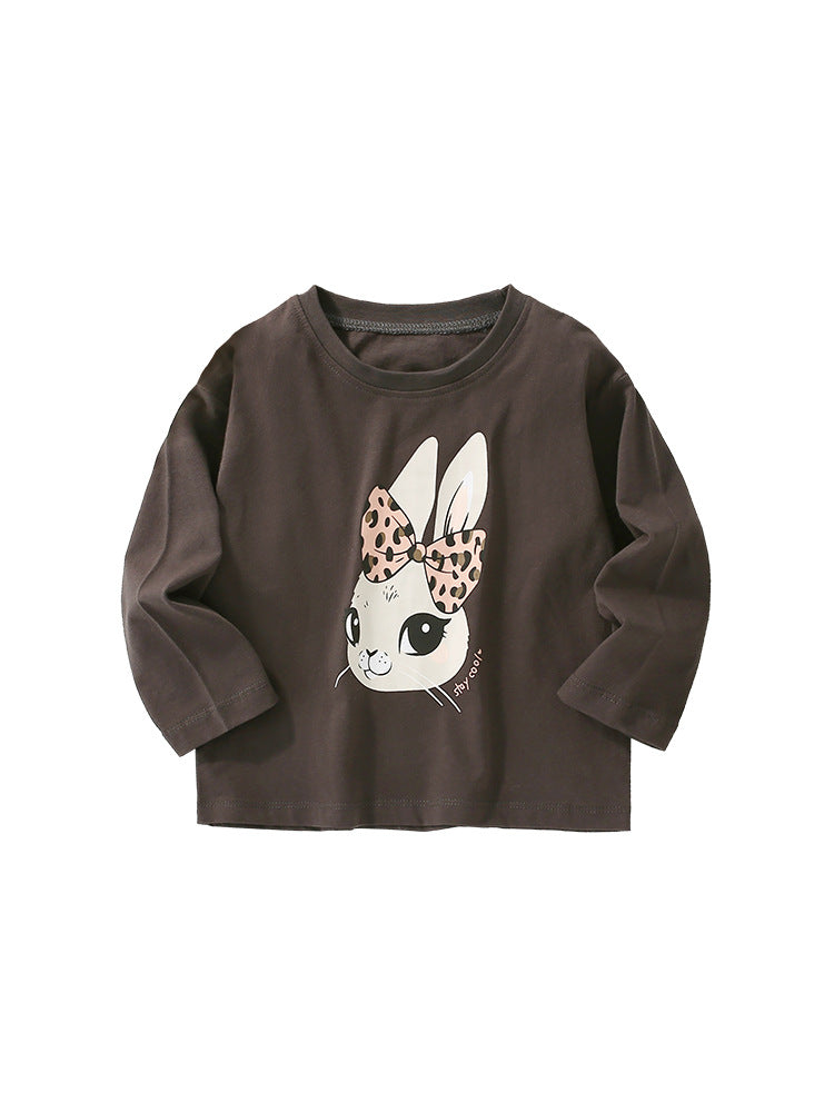 Baby Girl In New Autumn Cartoon Pattern Crewneck Casual Shirts