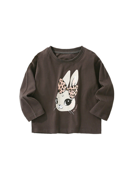 Baby Girl In Autumn Cartoon Pattern Crewneck Casual Shirts-0